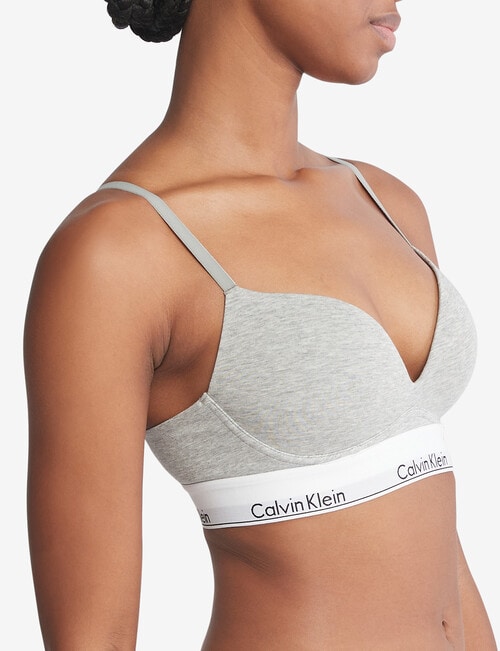 Calvin Klein Modern Cotton Plunge Push Up Bra, Grey, A-DD product photo View 02 L