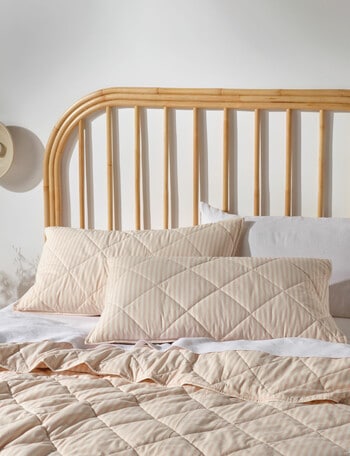 Linen House Pedro Quilted Sham Pillowcase Pair, Peony product photo
