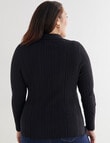 Studio Curve Collared Rib Knit Top, Black product photo View 02 S