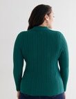 Studio Curve Collared Rib Knit Top, Emerald product photo View 02 S