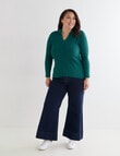Studio Curve Collared Rib Knit Top, Emerald product photo View 03 S