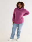 Studio Curve Roll Neck Jumper, Magenta Marle product photo View 03 S