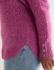 Studio Curve Roll Neck Jumper, Magenta Marle product photo View 04 S