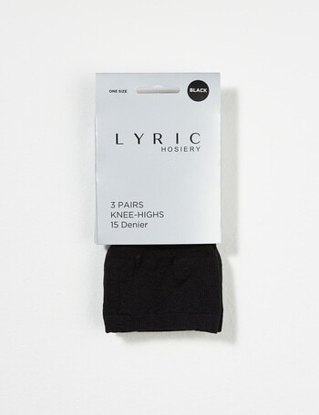 Lyric Knee-Hi Tights, 15D, 3-Pack, Black product photo