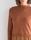 Oliver Black Long Sleeve Funnel Neck Jumper, Caramel product photo View 04 S