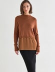 Oliver Black Long Sleeve Funnel Neck Jumper, Caramel product photo View 05 S