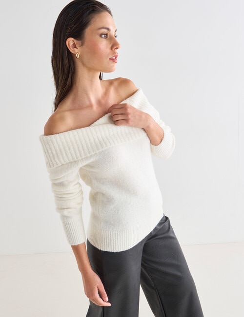 Whistle Long-Sleeve Cowl Neck Jumper, Winter White product photo View 06 L