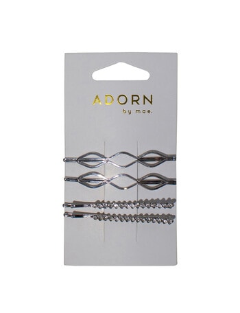Adorn by Mae Hair Slides, 4-Pack, Silver product photo