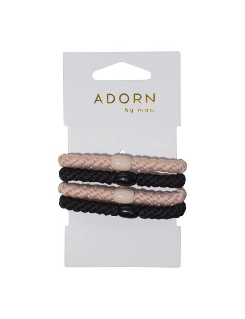 Adorn by Mae Woven Elastics, 4-Pack, Beige & Black product photo