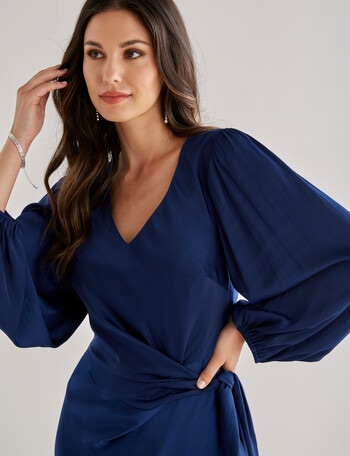 Harlow 3/4 Sleeve Wrap Dress, Royal Blue product photo