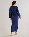 Harlow 3/4 Sleeve Wrap Dress, Royal Blue product photo View 02 S