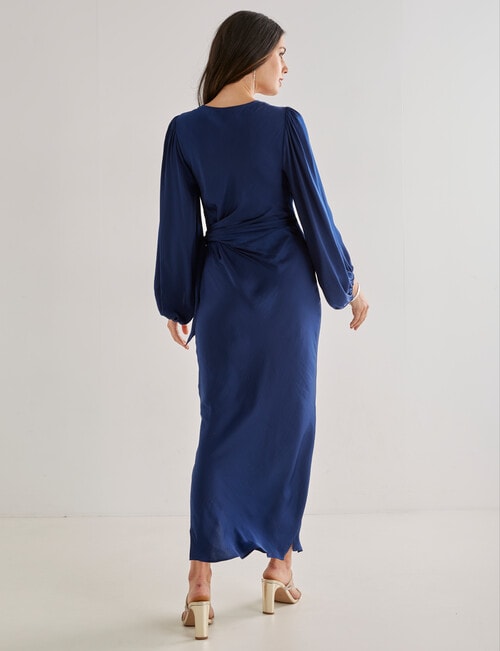 Harlow 3/4 Sleeve Wrap Dress, Royal Blue product photo View 02 L