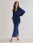 Harlow 3/4 Sleeve Wrap Dress, Royal Blue product photo View 03 S