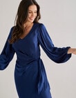 Harlow 3/4 Sleeve Wrap Dress, Royal Blue product photo View 04 S