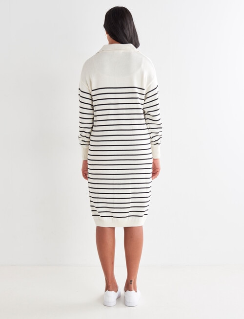 Zest Stripe Knit Collar Sweater Dress, Ecru product photo View 02 L