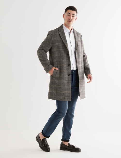 Laidlaw+Leeds Casual Check Car Coat, Tan product photo View 03 L