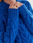 Zest Chunky Cable Knit Jumper, Royal Blue product photo View 04 S