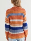 Zest Multi Stripe Knit Jumper, Orange & Blue product photo View 02 S