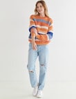 Zest Multi Stripe Knit Jumper, Orange & Blue product photo View 03 S