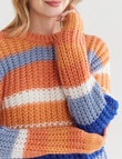 Zest Multi Stripe Knit Jumper, Orange & Blue product photo View 04 S