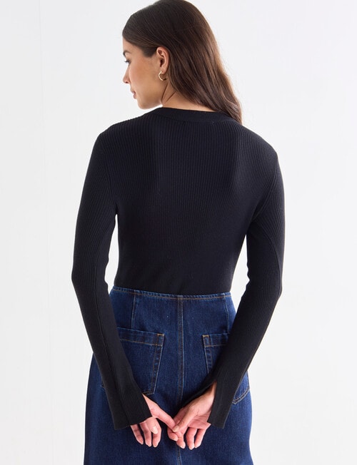 Mineral Amy Cotton Cashmere Rib Top, Black product photo View 02 L