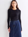 Mineral Amy Cotton Cashmere Rib Top, Black product photo View 05 S
