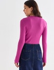 Mineral Amy Cotton Cashmere Rib Top, Magenta product photo View 02 S