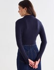 Mineral Ernie Polo Rib Knitwear top, Navy product photo View 02 S