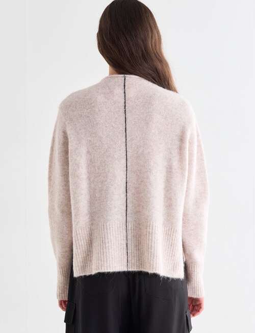 Mineral Contrast Stitch Sweater, Oatmeal & Black product photo View 02 L