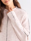 Mineral Contrast Stitch Sweater, Oatmeal & Black product photo View 04 S