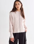 Mineral Contrast Stitch Sweater, Oatmeal & Black product photo View 05 S