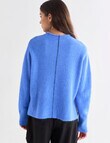 Mineral Contrast Stitch Sweater, Blue & Black product photo View 02 S
