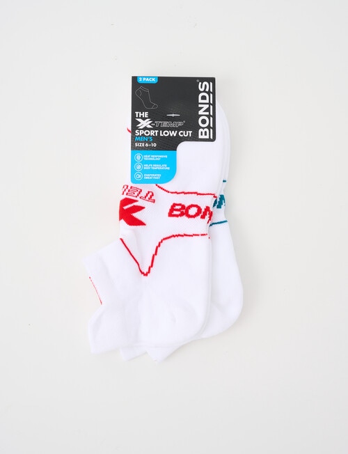 Bonds X-Temp Sport Low Cut Sock, 2-Pack, White product photo View 02 L