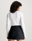 Calvin Klein Woven Lable V-Neck Long Sleeve Top, White product photo View 02 S