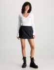 Calvin Klein Woven Lable V-Neck Long Sleeve Top, White product photo View 04 S