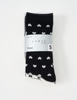 Lyric Cotton Rich Hearts Crew Socks, 5- Pack, 4-11 product photo View 02 S