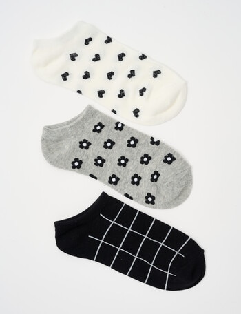 Lyric Cotton Rich Hearts Anklet Socks, 3-Pack, 4-11 product photo