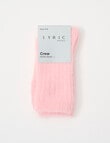 Lyric Brushed Home Crew Socks, Soft Pink, 4-11 product photo View 02 S