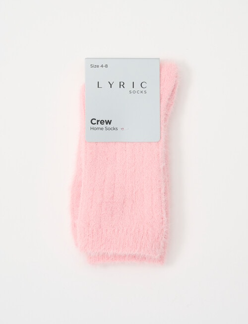 Lyric Brushed Home Crew Socks, Soft Pink, 4-11 product photo View 02 L