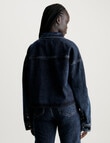 Calvin Klein Extra Oversize Crop Denim Shirt, Dark Denim product photo View 02 S