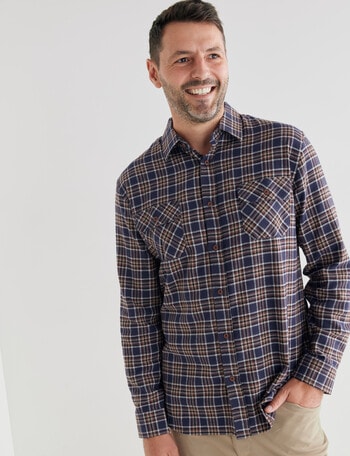 Kauri Trail Ben Long Sleeve Shirt, Navy Marle product photo