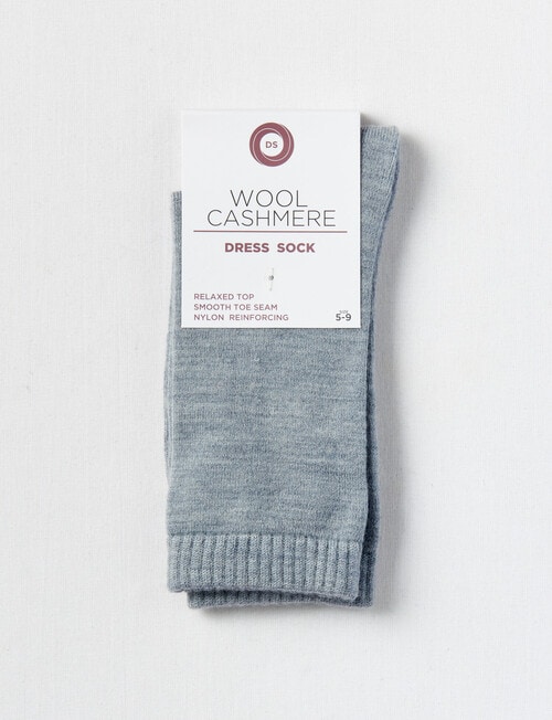 DS Socks Merino Cashmere Crew Socks, Grey Marle, 5-11 product photo View 02 L