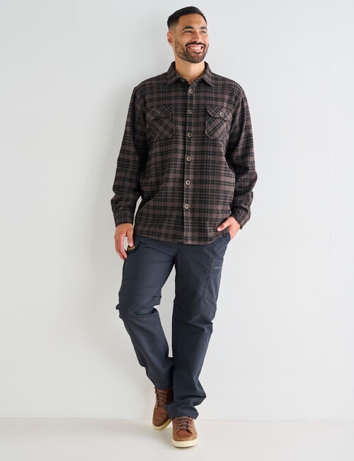 Kauri Trail Long Sleeve Overshirt, Brown product photo View 03 L