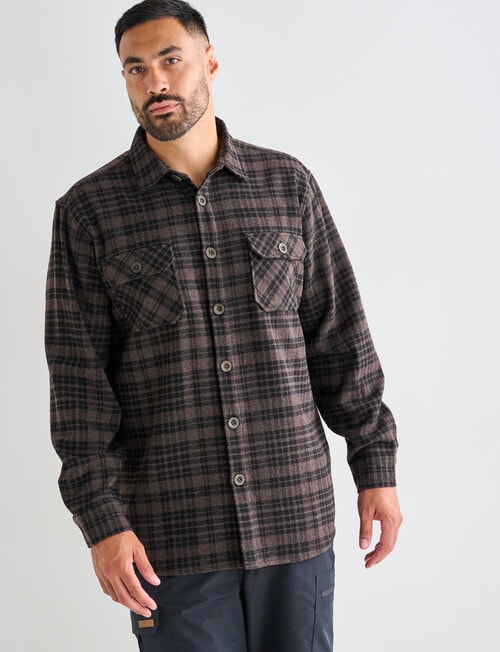 Kauri Trail Long Sleeve Overshirt, Brown product photo View 05 L