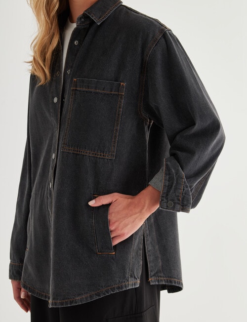 Mineral Emmett Denim Over Shirt, Washed black product photo View 05 L