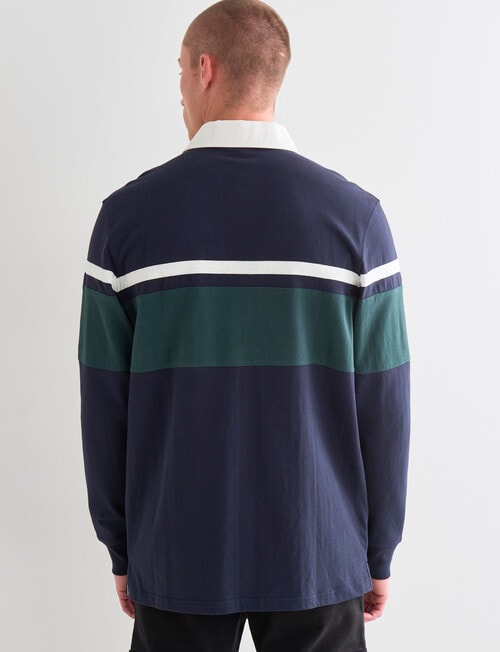 Tarnish Long Sleeve Rugby Tees, Navy product photo View 02 L