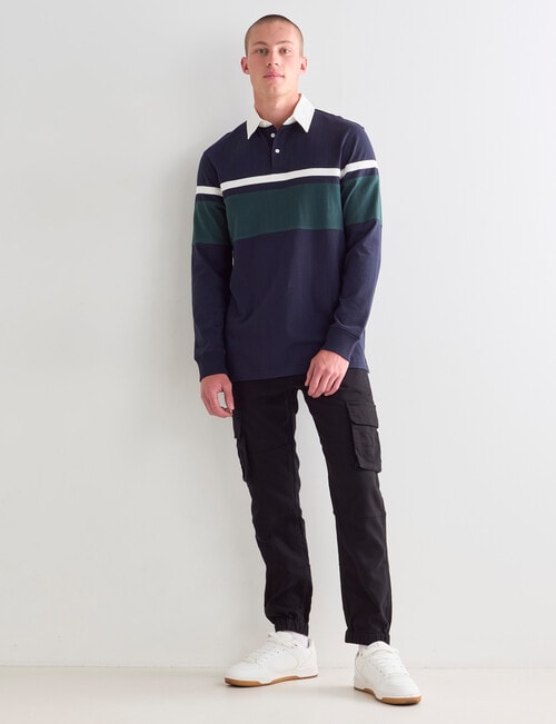 Tarnish Long Sleeve Rugby Tees, Navy product photo View 03 L