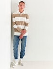 Tarnish Rugby Tee, Stone Stripe product photo View 03 S
