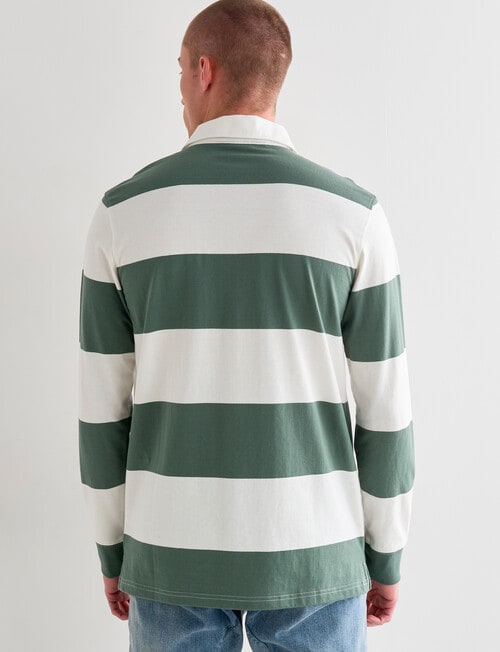 Tarnish Stripe Long Sleeve Rugby Tees, Khaki product photo View 02 L