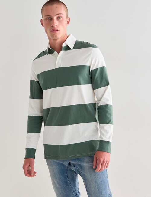 Tarnish Stripe Long Sleeve Rugby Tees, Khaki product photo View 05 L